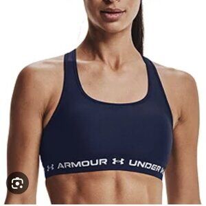 824. Under Armour Dark Navy Blue Compression Mid Crossback Sports Bra Size S